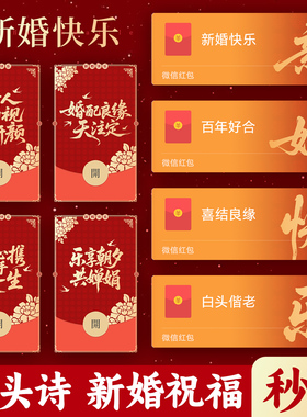 新款结婚红包随份子新婚快乐祝福微信红包封面序列号vx皮肤非永久