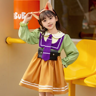 男女童套装疯狂动物城尼克狐狸演出服秋季朱迪警官儿童cos服装