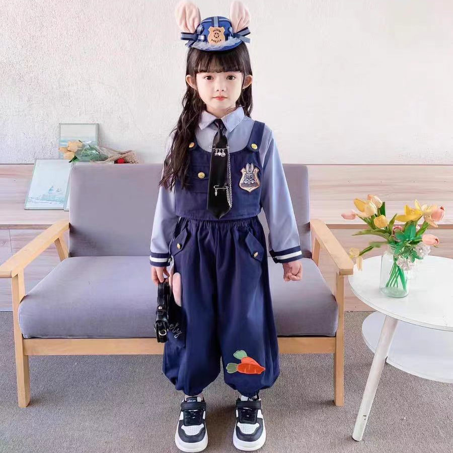 男女童套装疯狂动物城元旦演出服女童朱迪兔子警官儿童cos表演服