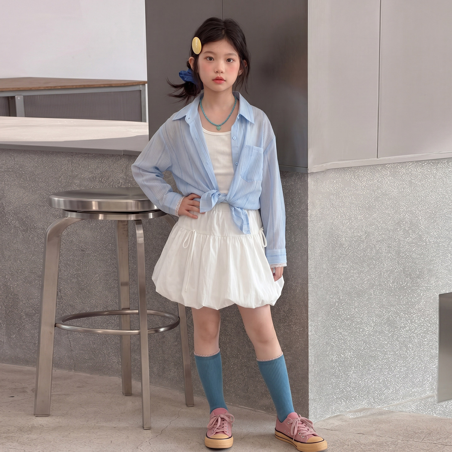 女童防晒衣夏季2026新款韩版女孩长袖衬衫外套中大童薄款户外服潮