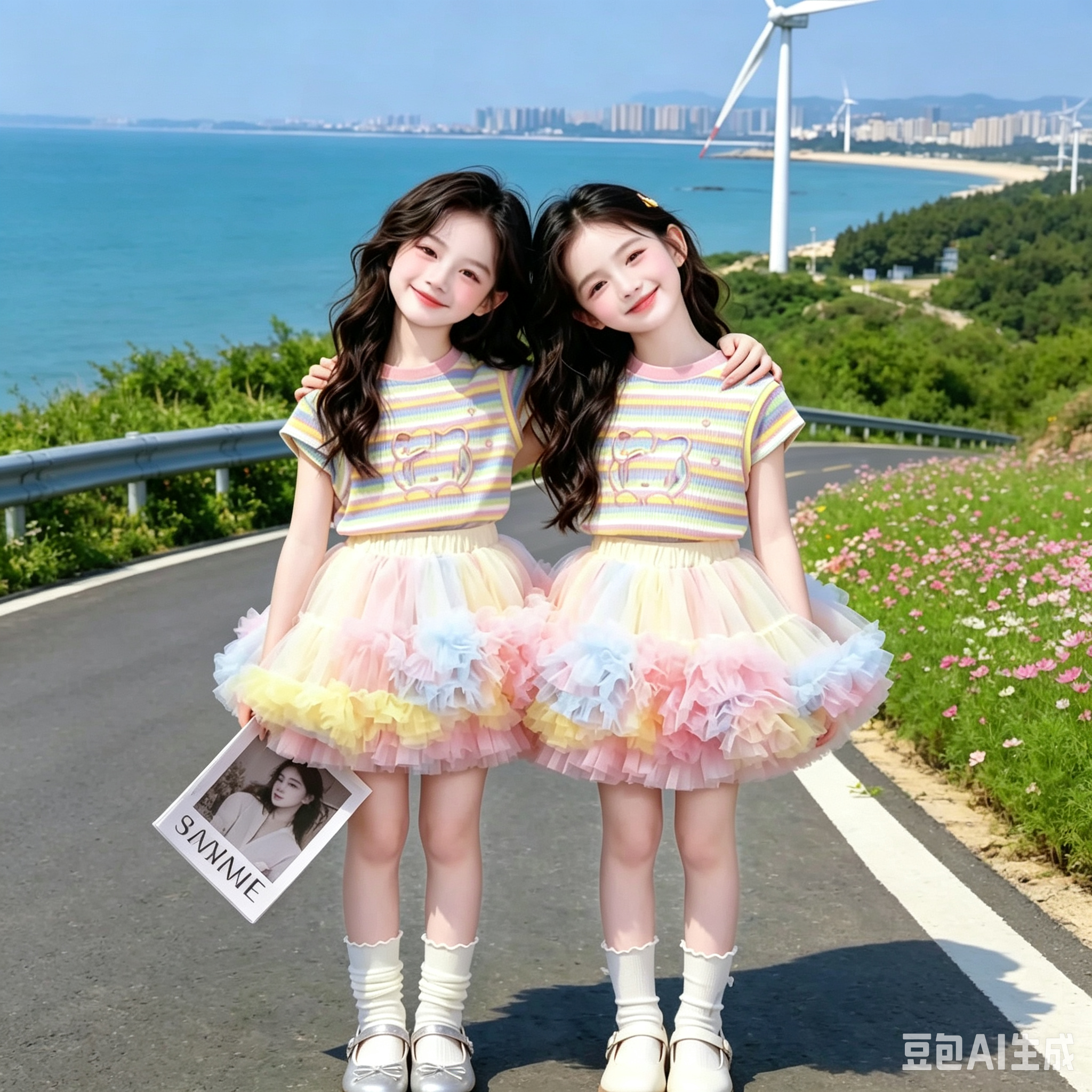 女童T恤蓬蓬裙夏季新款韩版女孩短袖裙子两件套中大童套装裙童装