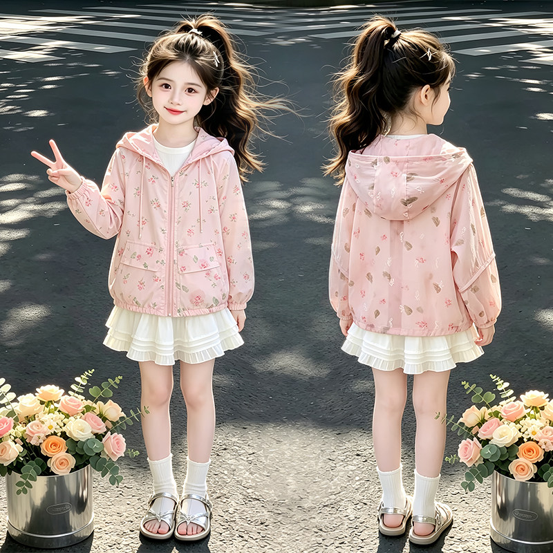 女童防晒衣夏季2026新款韩版女孩长袖衬衫外套中大童薄款户外服潮