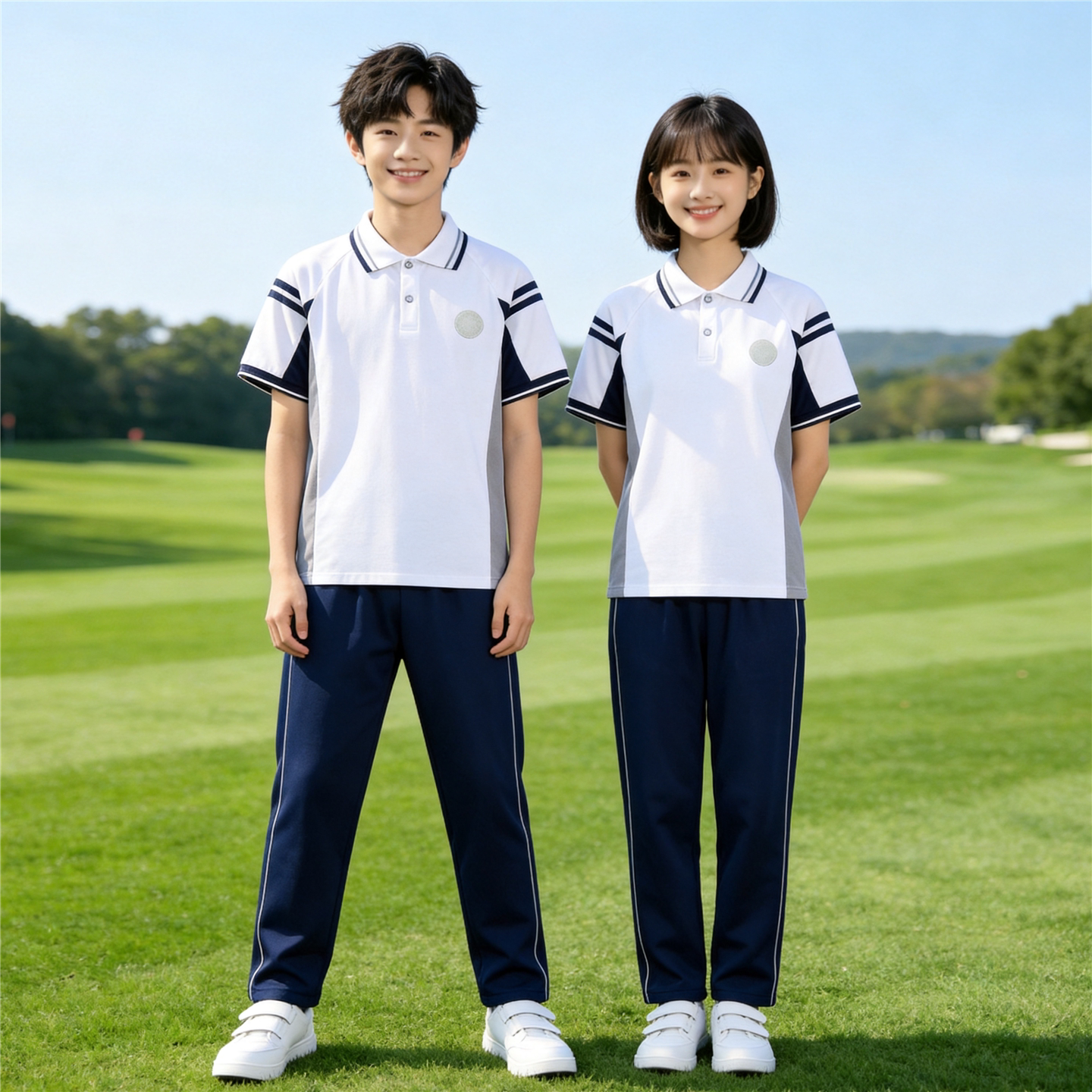 鞍山统一校服初级中学生开学班服夏季短袖长裤套装教育局指定服装