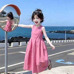 女童无袖连衣裙2026夏季新款女孩简约大方中大儿童韩版洋气裙子