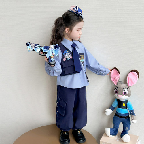 男女童疯狂动物城尼克狐狸演出服女童朱迪裙子兔子警官儿童cos服