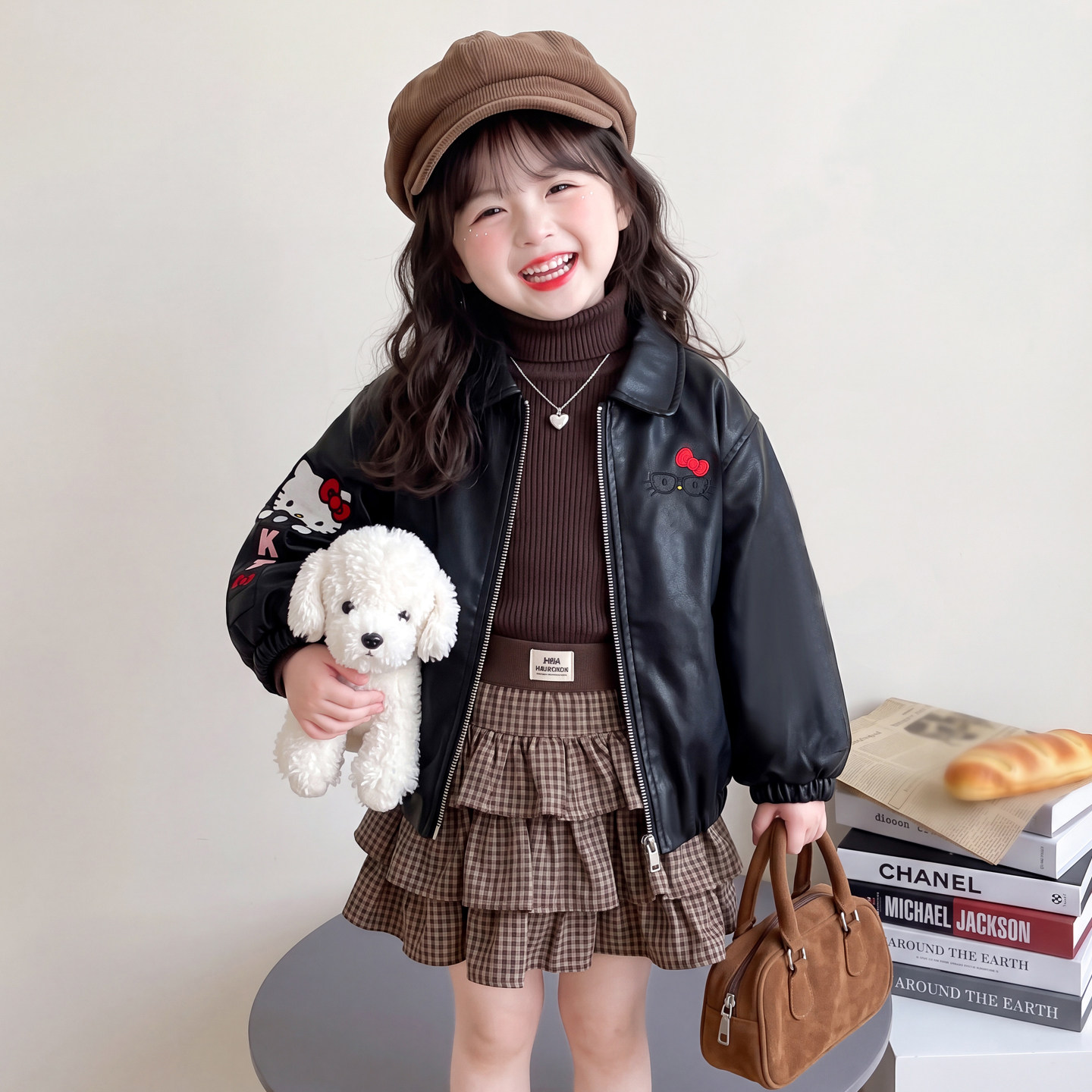 女童外套2026新款皮衣流行薄款小女孩KT猫夹克女款儿童装衣服秋季图片