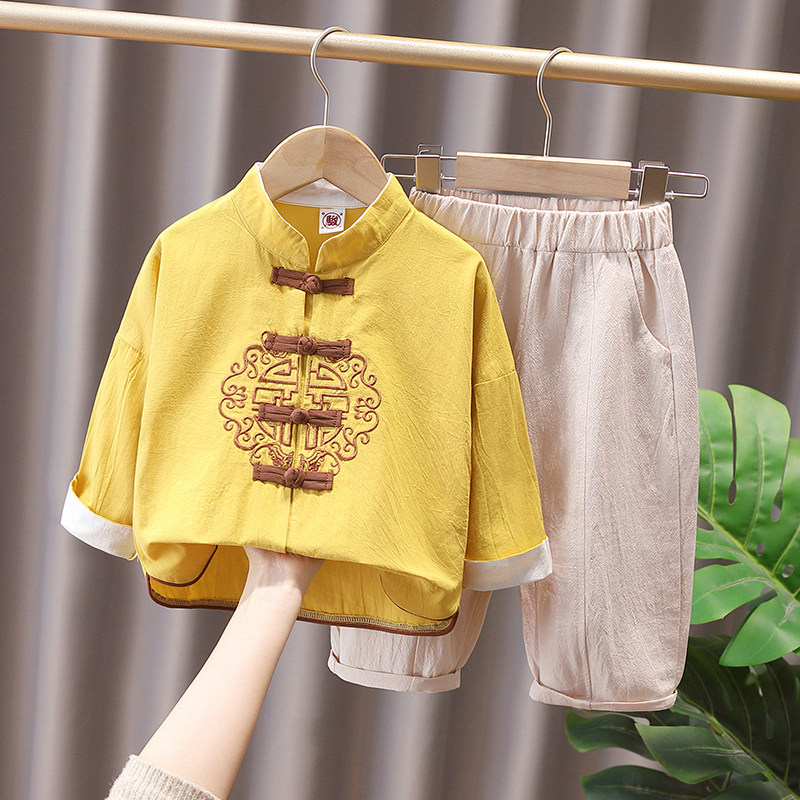 女童国风演出套装春秋新中式表演服两件套唐装汉服中秋节纳福衣服