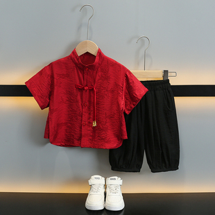 男童汉服唐装夏季儿童新中式国风套装宝宝周岁礼服男孩六一演出服