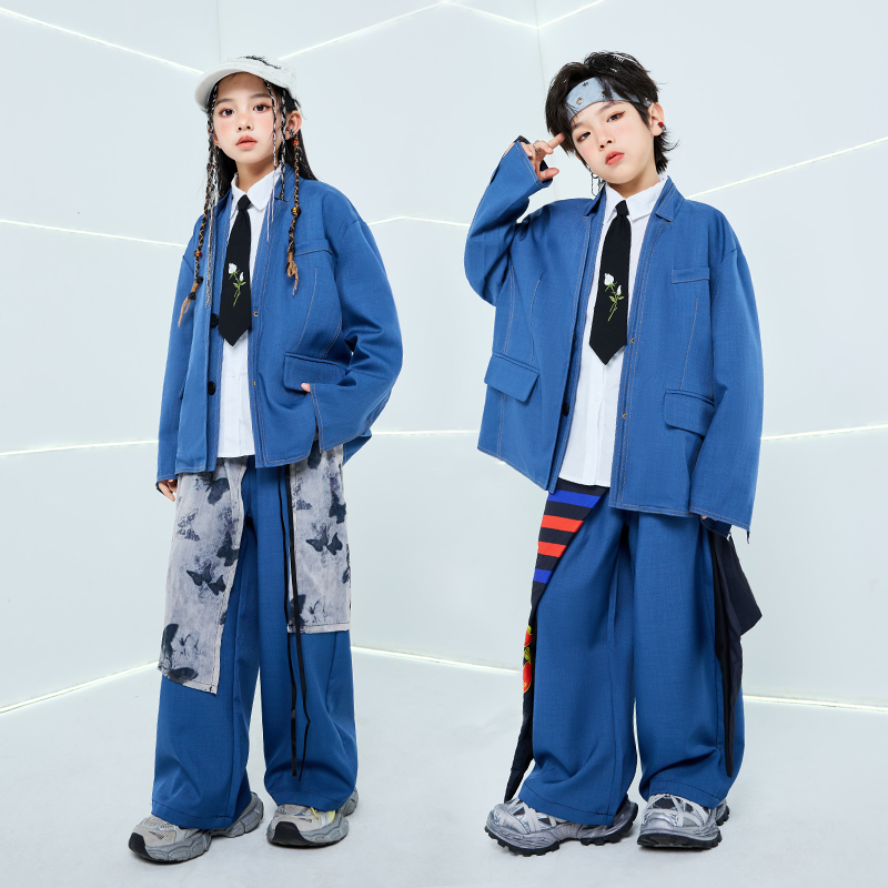元旦儿童演出服街舞潮装男童嘻哈套装hiphop潮牌女爵士舞表演服装