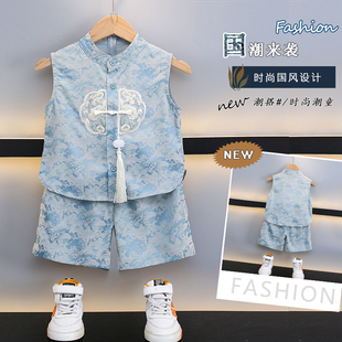 男童汉服唐装夏季儿童新中式国风套装宝宝周岁礼服男孩演出服童装