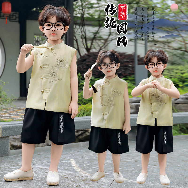 男童新中式唐装汉服套装夏季新款