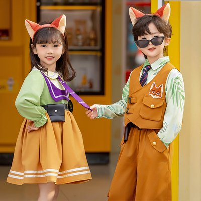 男女童套装疯狂动物城尼克狐狸演出服秋季朱迪警官儿童cos服装