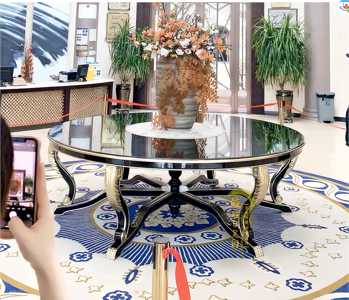 大厅展示风水台大圆桌花桌酒店花台入户大堂圆台摆台大理石端景台
