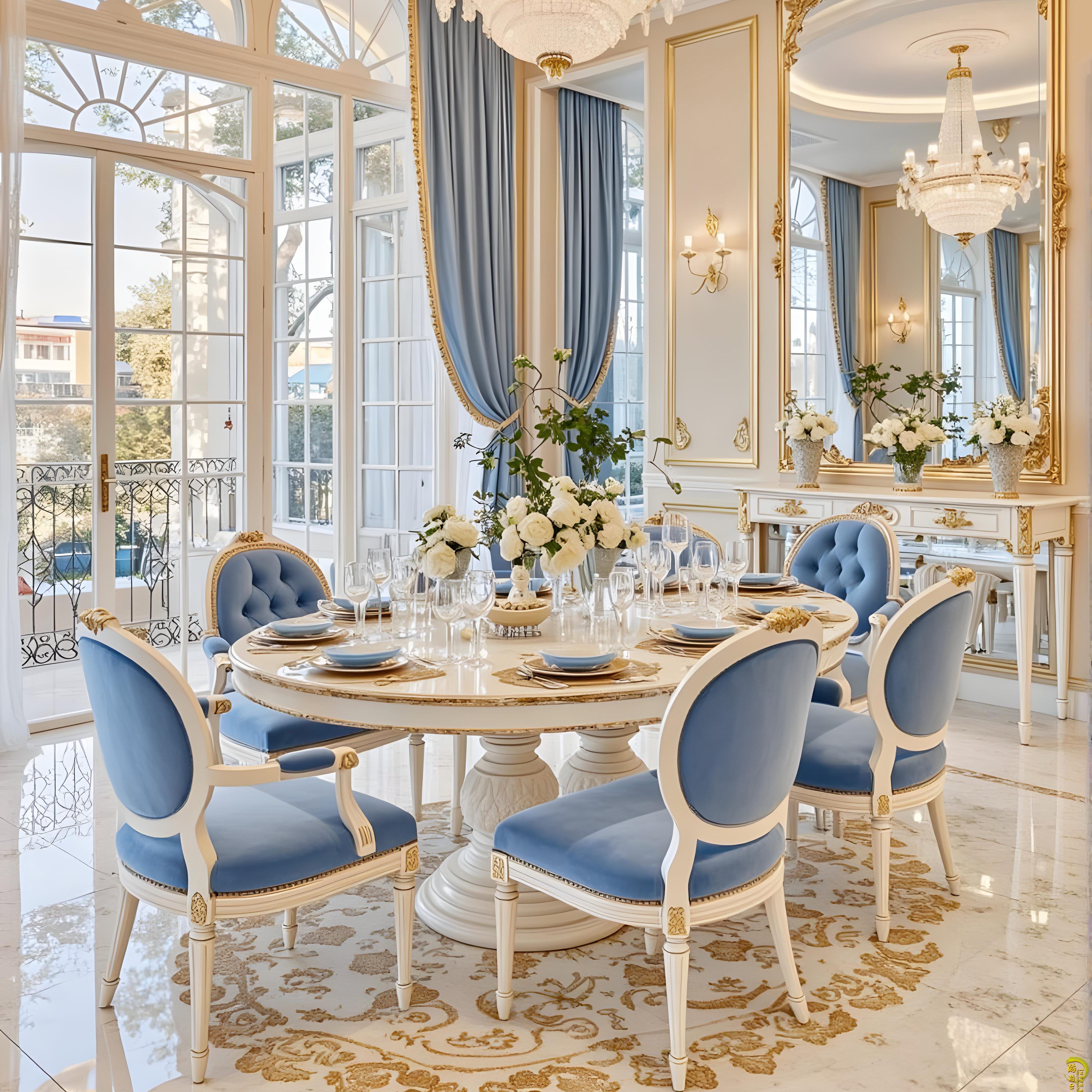 饭桌椅餐厅餐台餐桌椅大小户型奢华别墅宫廷风雕花圆形法式圆桌,住宅家具,餐桌+餐椅,淘宝优惠券,粉丝福利购,淘宝优惠卷
