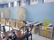 新中式餐桌椅茶楼餐厅卡座美容院洽谈区家具一桌四椅会所接待沙发