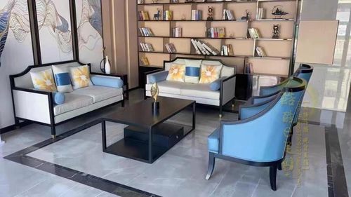 新中式风纯实木茶楼餐厅沙发椅