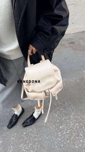 RANEDONA双肩背包女士包包轻奢法式小背包慵懒风逛街小清新软皮