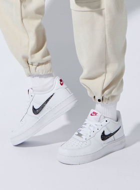 Nike耐克Air Force 1AF1女子GS大童白银满天星休闲板鞋DC9651-100
