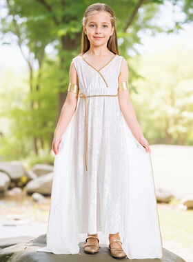Halloween Kids Dress Up Greek Goddess Long Dress Drama Props
