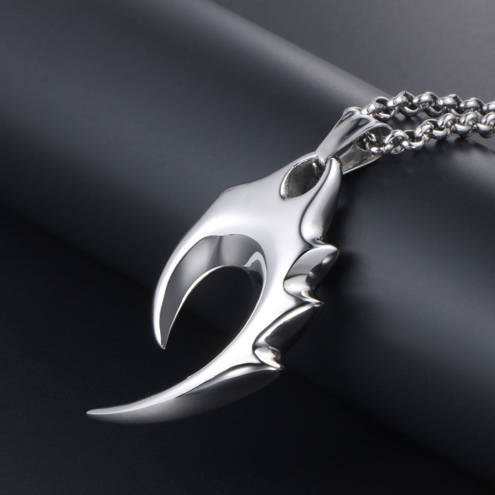AH7钛钢复古个性狼牙男士吊坠项链 时尚潮流简约项坠送男友礼物