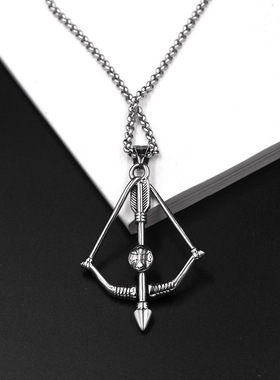 复古丘比特弓箭吊坠项链