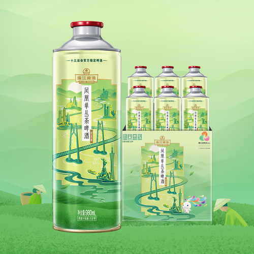 【试饮】珠江凤凰单丛茶啤酒中式精酿啤酒980mL*6罐整箱官方