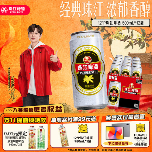 珠江啤酒经典500毫升12罐