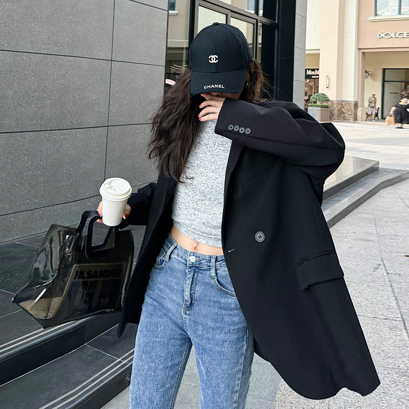 [yeren3] Oversize廓形黑色西装外套女春秋休闲宽松时髦西服上衣