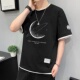 薄款 潮牌男装 2023新款 短袖 上衣打底衫 夏季 假两件冰丝大码 t恤男士