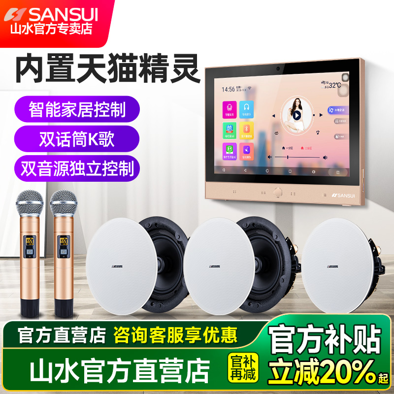山水DM-8家庭背景音乐主机系统套装无线全屋智能家居吸顶音响影院