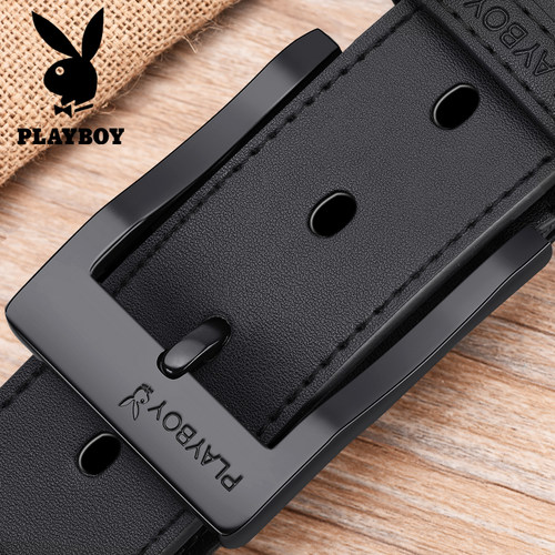 花花公子牛皮针扣腰带百搭时尚潮