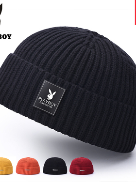 花花公子针织帽男秋冬瓜皮帽韩版寸头包雅痞地主帽子潮毛线帽冷帽