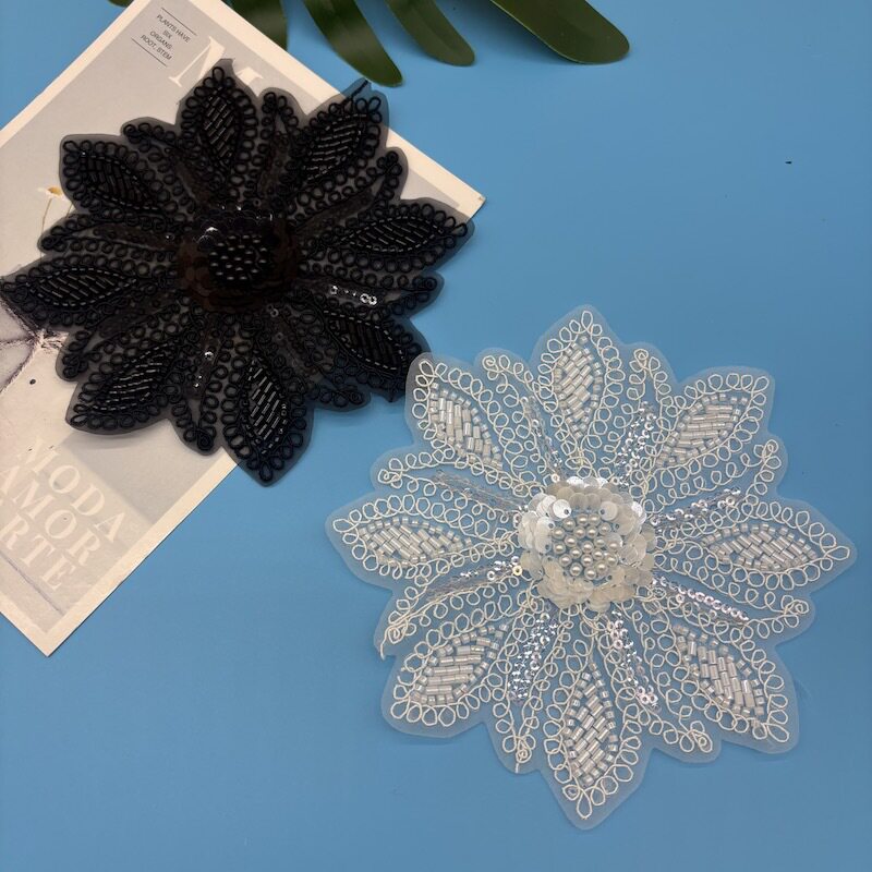 电脑绳绣珠绣立体胸花布贴真丝贴花连衣裙装饰舞蹈唐装汉服补丁