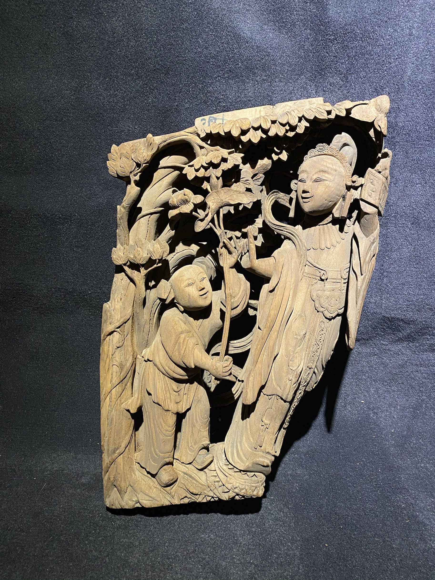 清代牛腿木雕仙姑人物故事一个 老物件古玩古董收藏摆设摆件