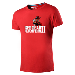 荒野大镖客救赎2短袖t恤衫男女游戏周边衣服大嫖客半截袖全棉体恤