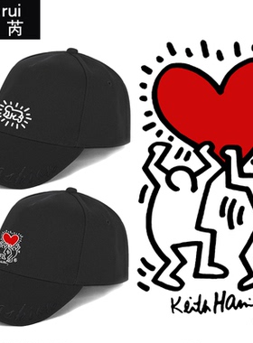 keith haring联名凯斯哈林潮ins鸭舌帽子男女棒球帽防晒帽遮阳帽