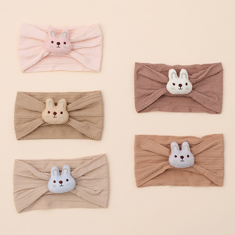 卡通兔子新生婴儿宽发带帽男女宝宝护囟门头饰百天拍照头箍空顶帽