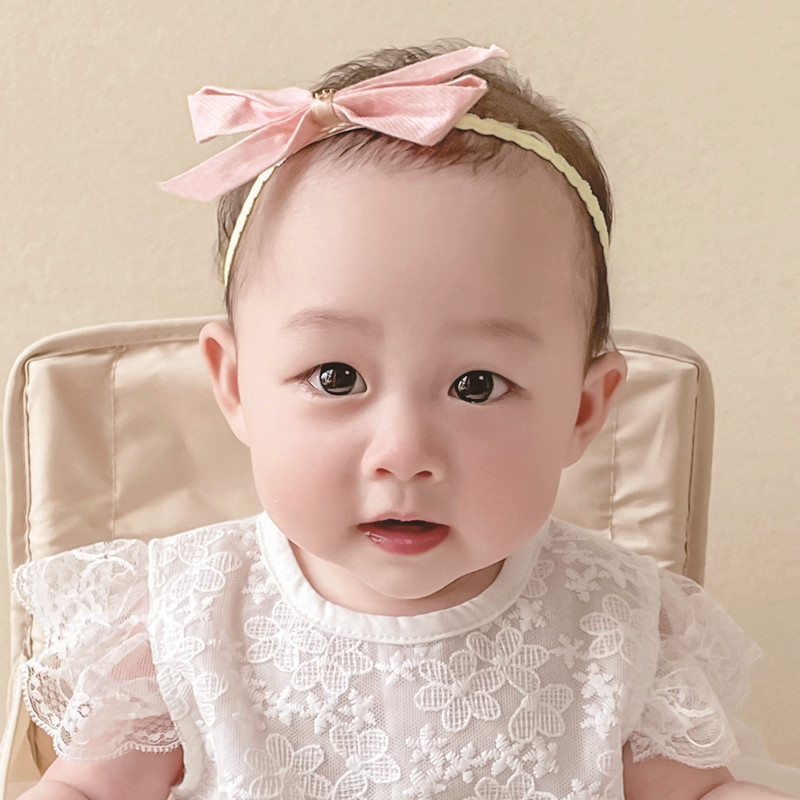 婴儿蝴蝶结发带女宝宝护卤门头带