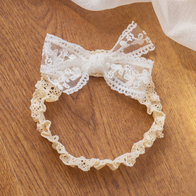 婴儿护卤门发带蕾丝蝴蝶结头带