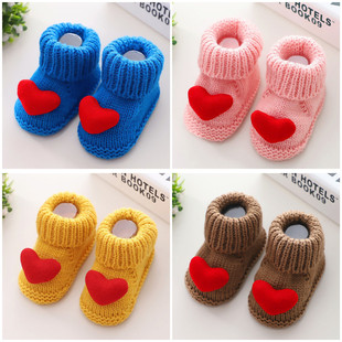 秋宝宝毛线鞋护脚步前鞋编织新生婴儿鞋手工保暖软底成品系带袜套