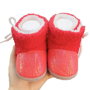 婴儿棉鞋冬季0-1岁加绒加厚不掉脚步前鞋宝宝棉鞋保暖棉靴雪地靴2