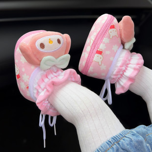 秋夹棉护脚步前鞋加绒加厚保暖棉鞋薄棉婴儿鞋女宝宝可爱公主袜鞋