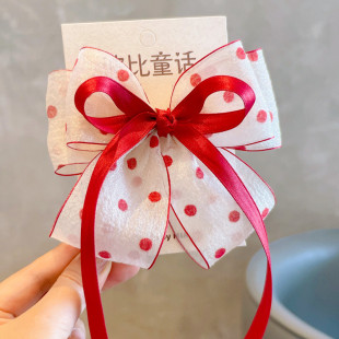 2024夏季 韩国儿童发饰超仙大蝴蝶结飘带女童发夹立体公主头饰女孩