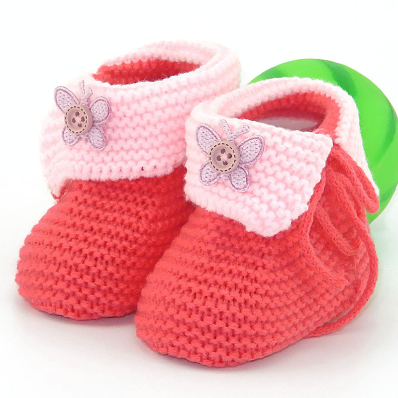 婴儿护脚毛线鞋手工编织学步鞋子