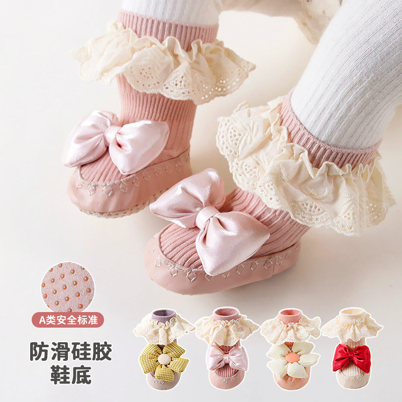 婴儿学步鞋袜秋季女宝宝软底鞋袜图片