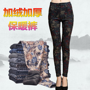 秋冬新品女士保暖裤加绒加厚中老年人妈妈打底裤可外穿中高腰长裤