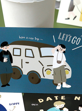 创意精致盒装明信片手绘卡通装饰卡片焦糖色旋律Vol.2简约文艺风生日贺卡情人节留言卡感恩卡可爱少女心