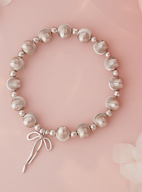 S999足银蝴蝶结猫眼银珠手链女 小众质感简约气质通勤手饰品