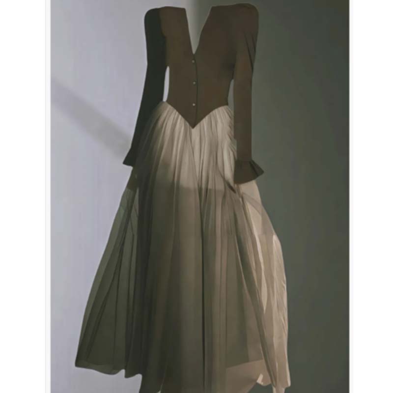 2025秋季新款有里布洋气优雅连衣裙女设计感衬衫收腰裙子JT0153