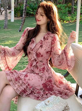 有里布2026夏季新款女碎花裙法式优雅浪漫仙女裙气质连衣裙D6655